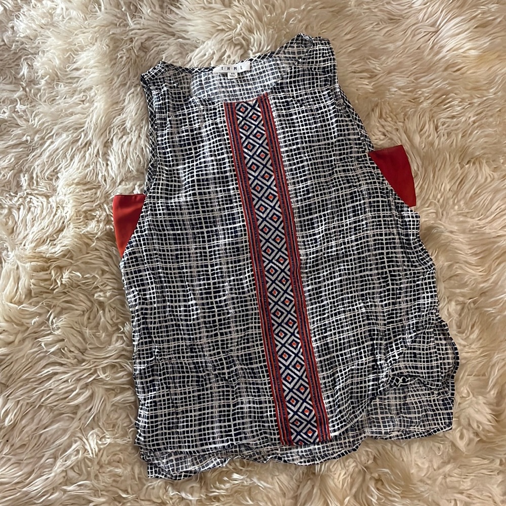 THML XS silky embroidered sleeveless top
